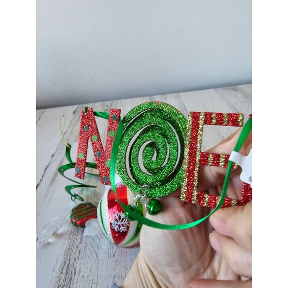 Green red glitter ornament Noel spiral candy set Xmas ball red green lot - Picture 11 of 12